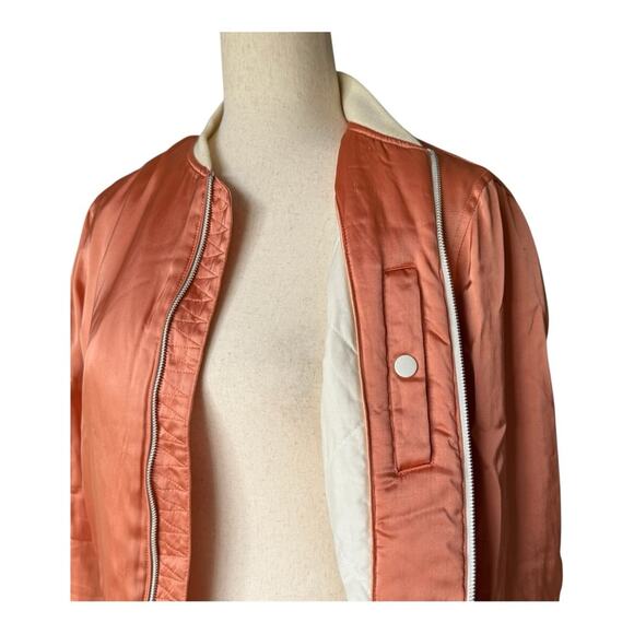 Rag & Bone Peach Satin Bomber Jacket Cropped Orange Zip Front Streetwear XS - Picture 8 of 11